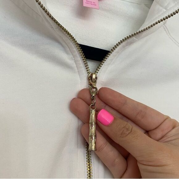 Lilly Pulitzer Skipper White Solid Popover XXS Palm Tree Half Zip Pullover - Picture 6 of 10